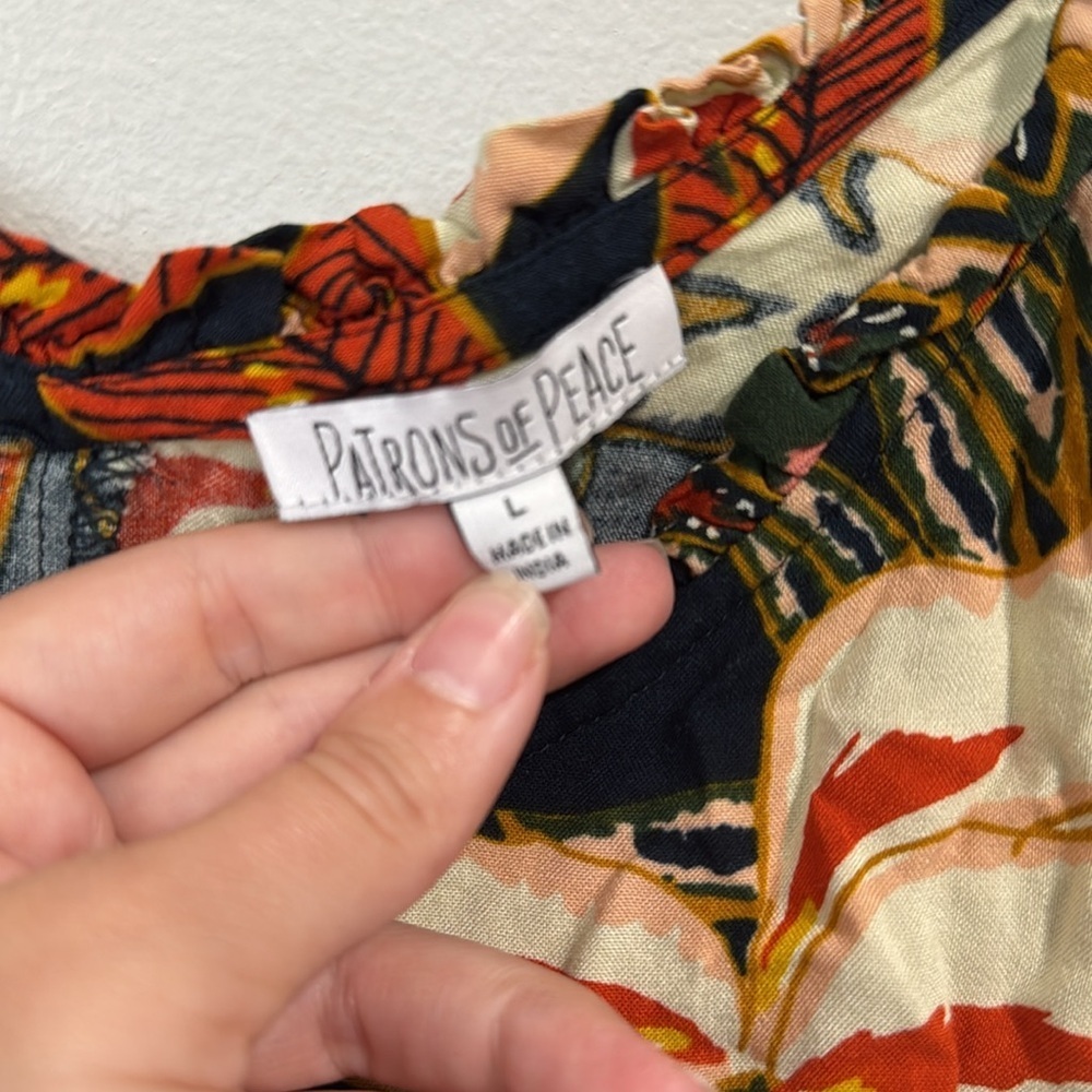 Patrons of Peace Floral Cropped Peplum Top Size Large - Picture 3 of 5
